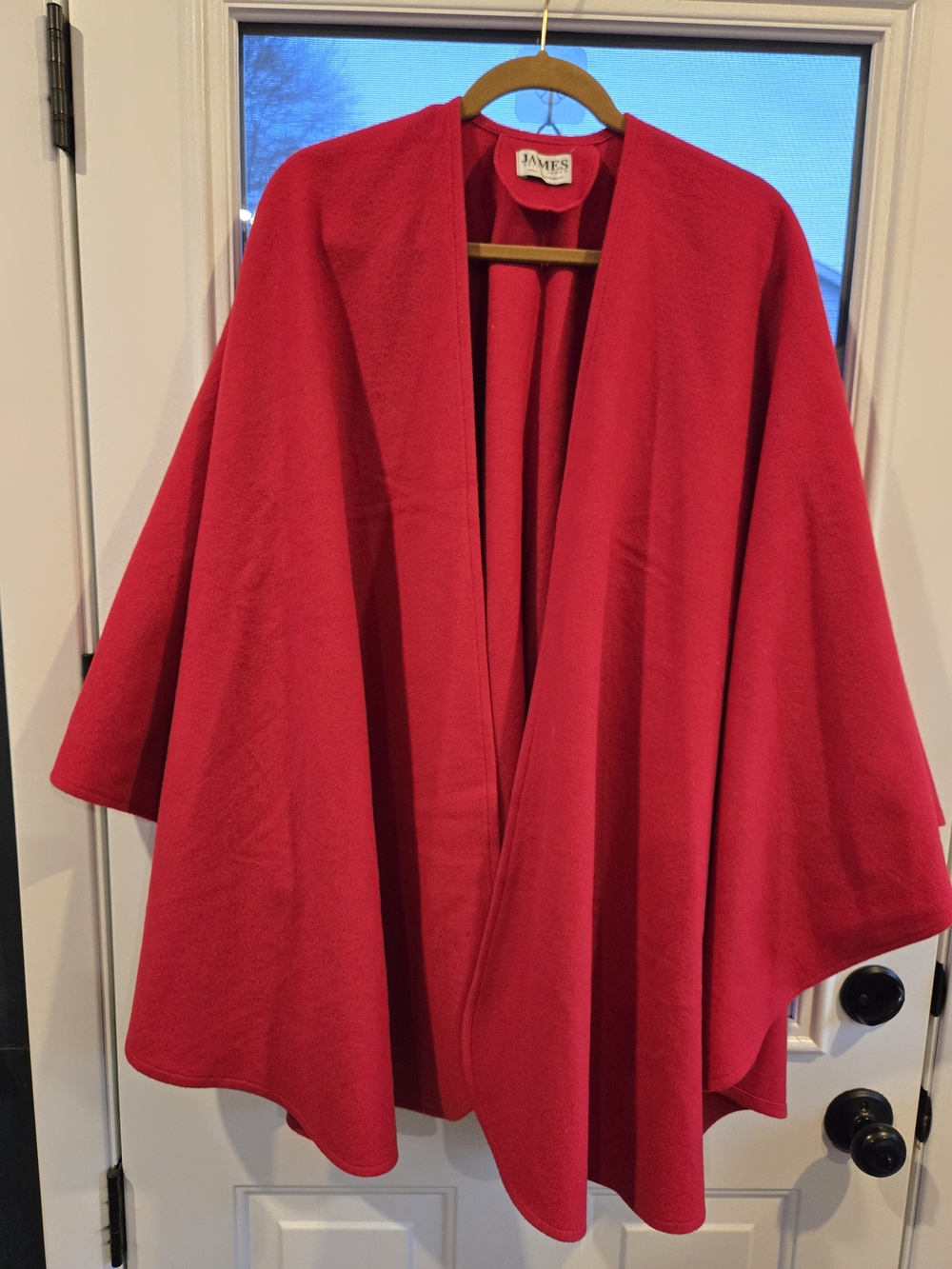 Vintage James Peter James Wool And Cashmere Red Women's Open-Front Cape Sweater
